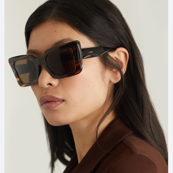 Celine CL40156U Havana Tortoise Square Sunglasses - Picture 3 of 5